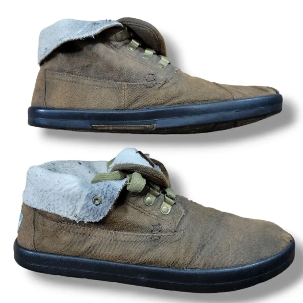 Toms Shoes Size 11 W Women's Toms Highlands Botas Boots High Top Canvas Brown